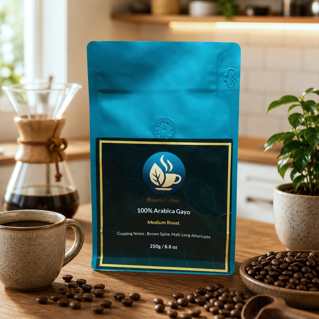 Bloom Coffee 100% Arabica Gayo bag, medium roast